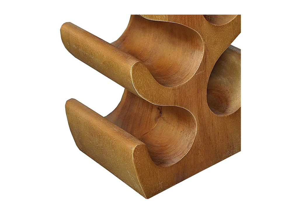 Design Flaschenregal aus Suar Massivholz geschwungener Form