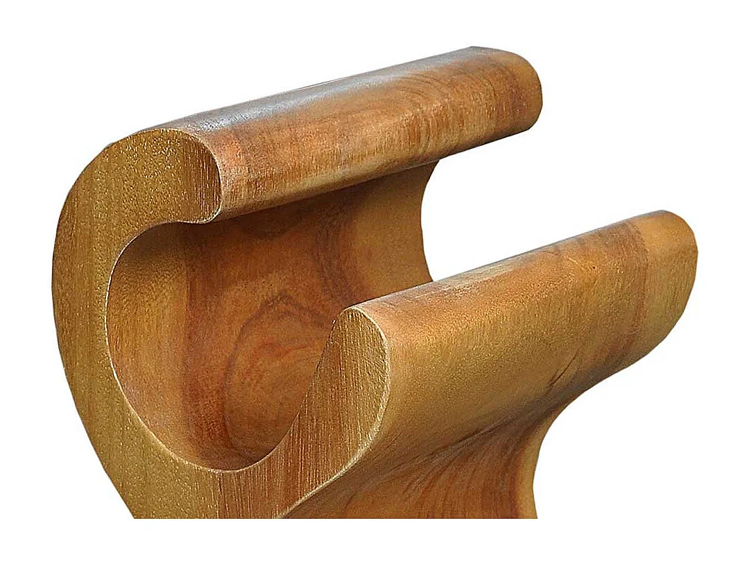 Design Flaschenregal aus Suar Massivholz geschwungener Form
