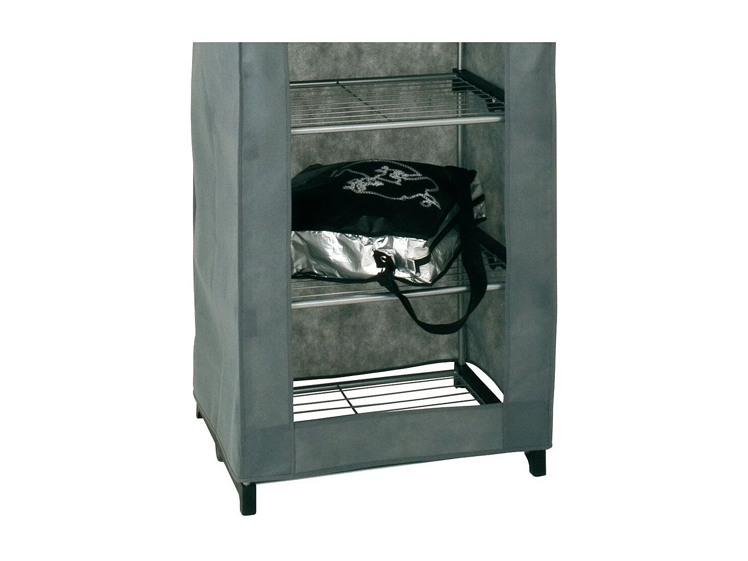 Standgarderobe aus Stahl grauem Stoff ummantelt