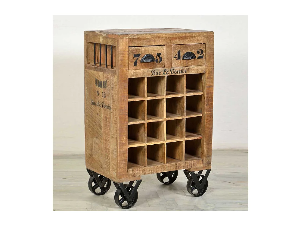 Flaschenregal auf Rollen Mangoholz