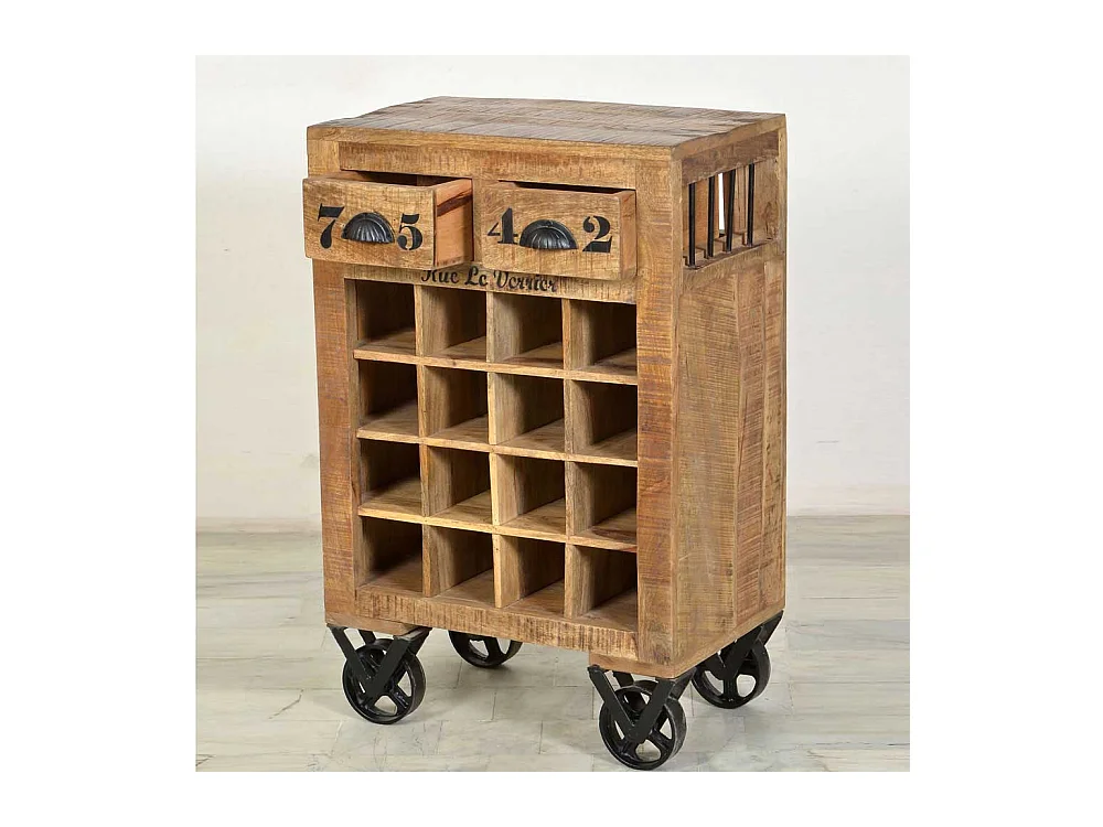 Flaschenregal auf Rollen Mangoholz