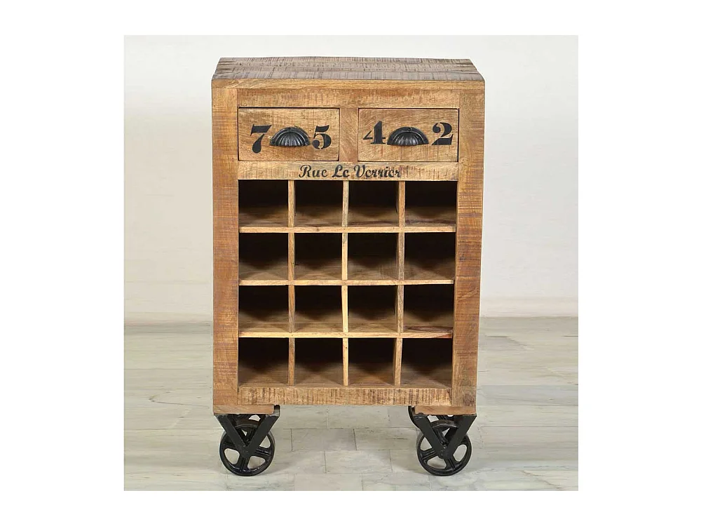 Flaschenregal auf Rollen Mangoholz