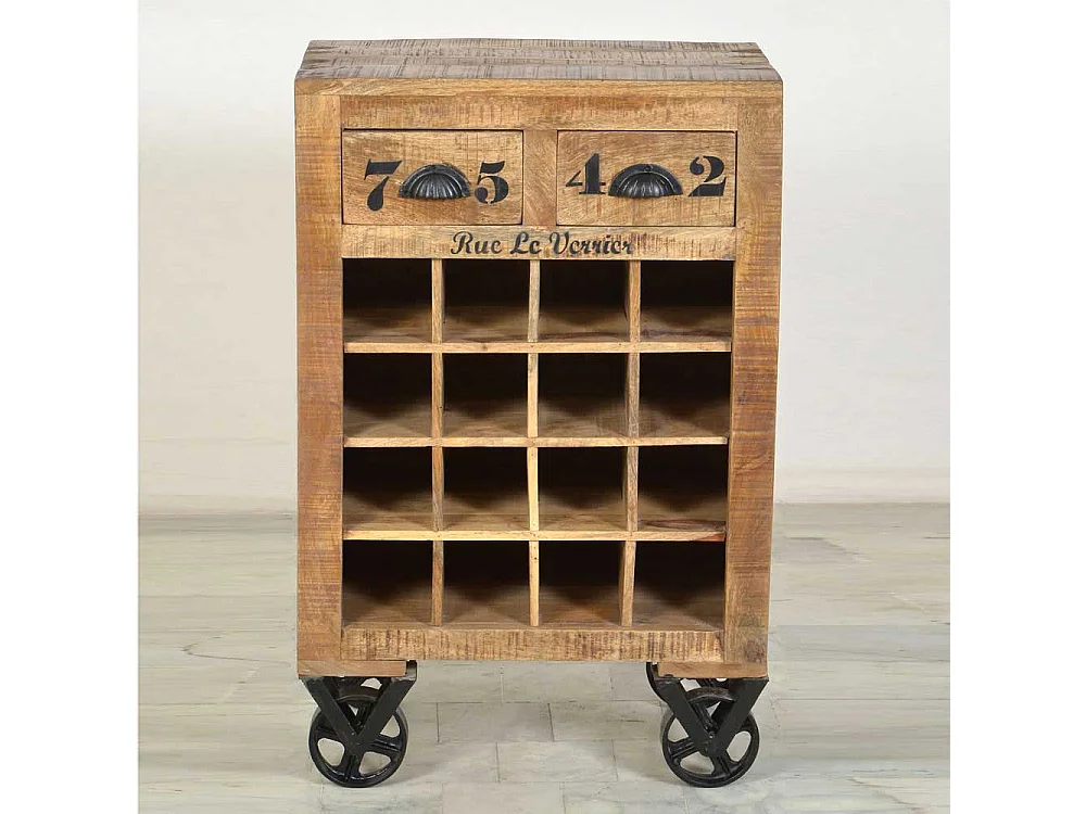 Flaschenregal auf Rollen Mangoholz