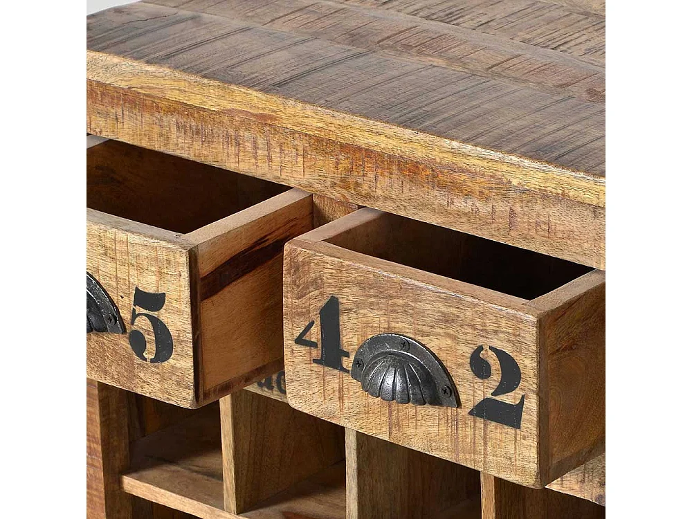 Flaschenregal auf Rollen Mangoholz