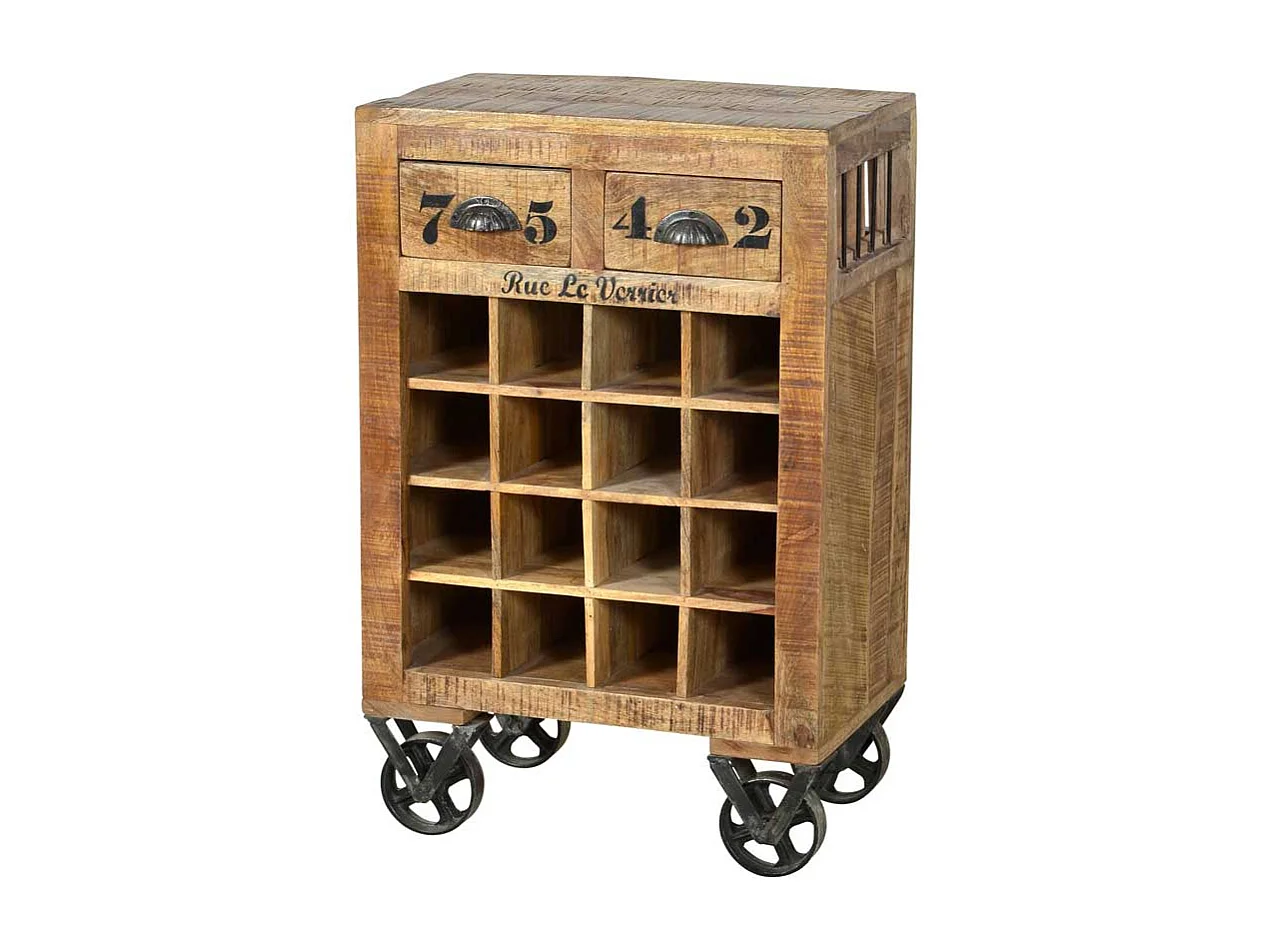 Flaschenregal auf Rollen Mangoholz