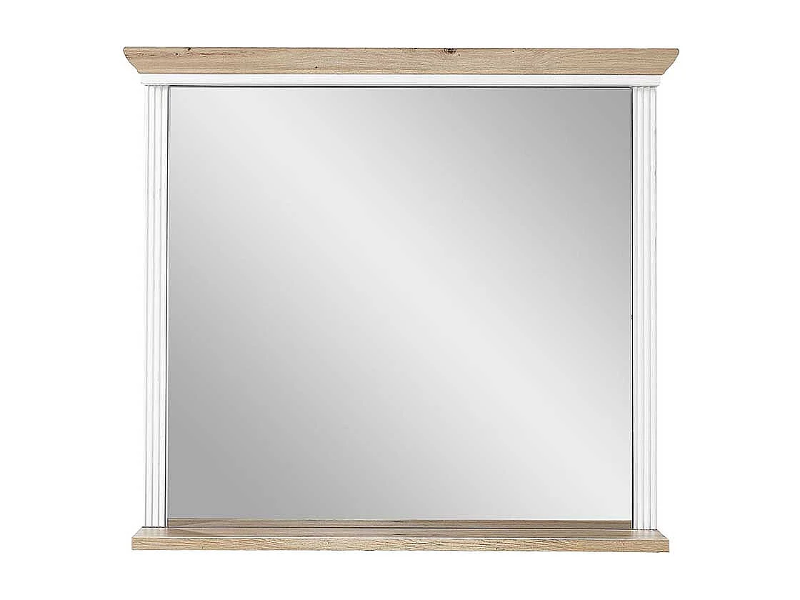 Landhaus Wandspiegel in Weiß und Eichefarben