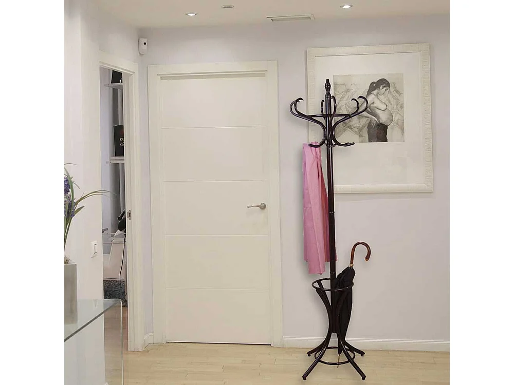 Standgarderobe in Dunkelbraun Birke massiv Vintage Design