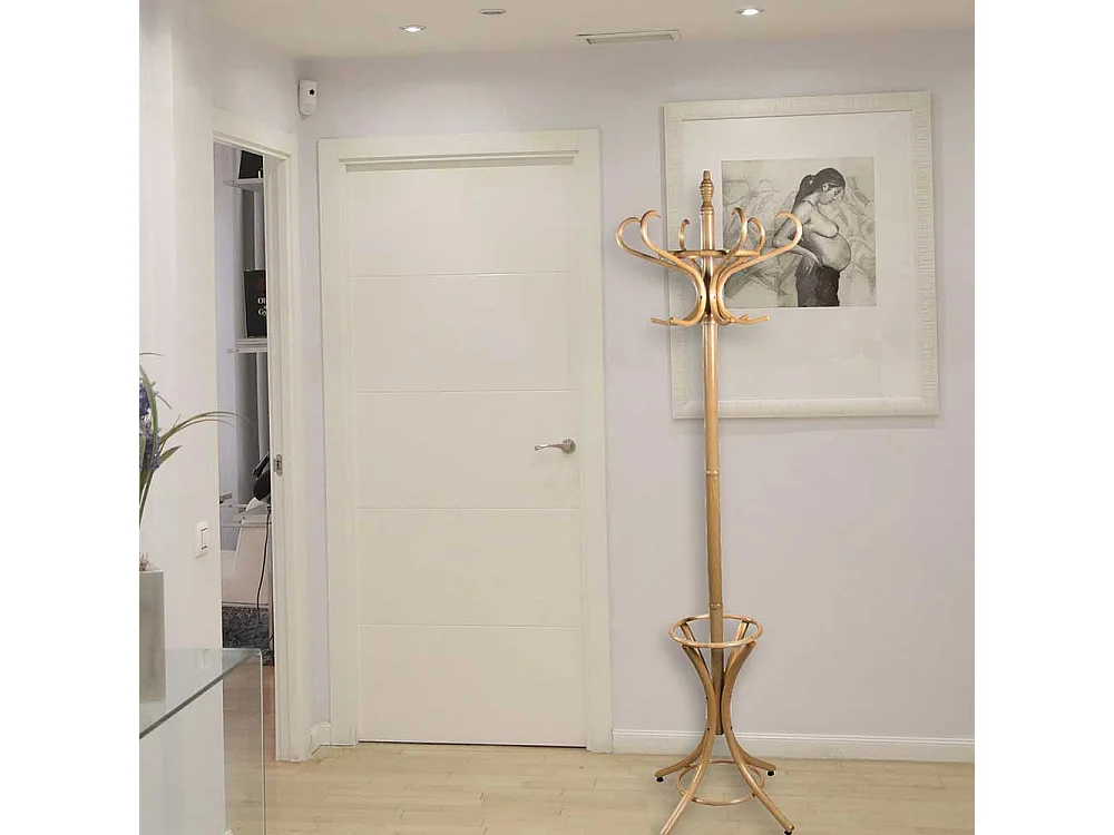 Vintage Garderobenständer in Naturfarben Birke Massivholz