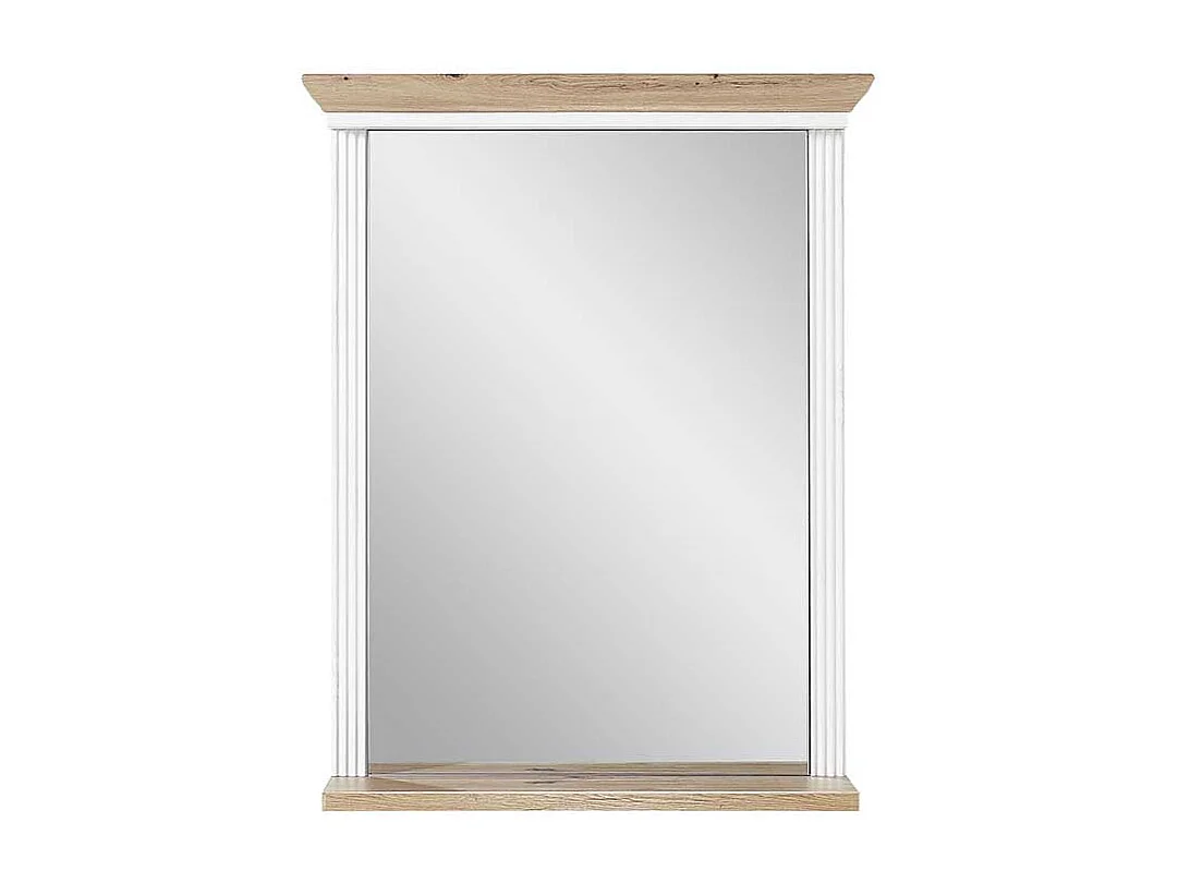 Landhaus Wandspiegel in Weiß und Eichefarben