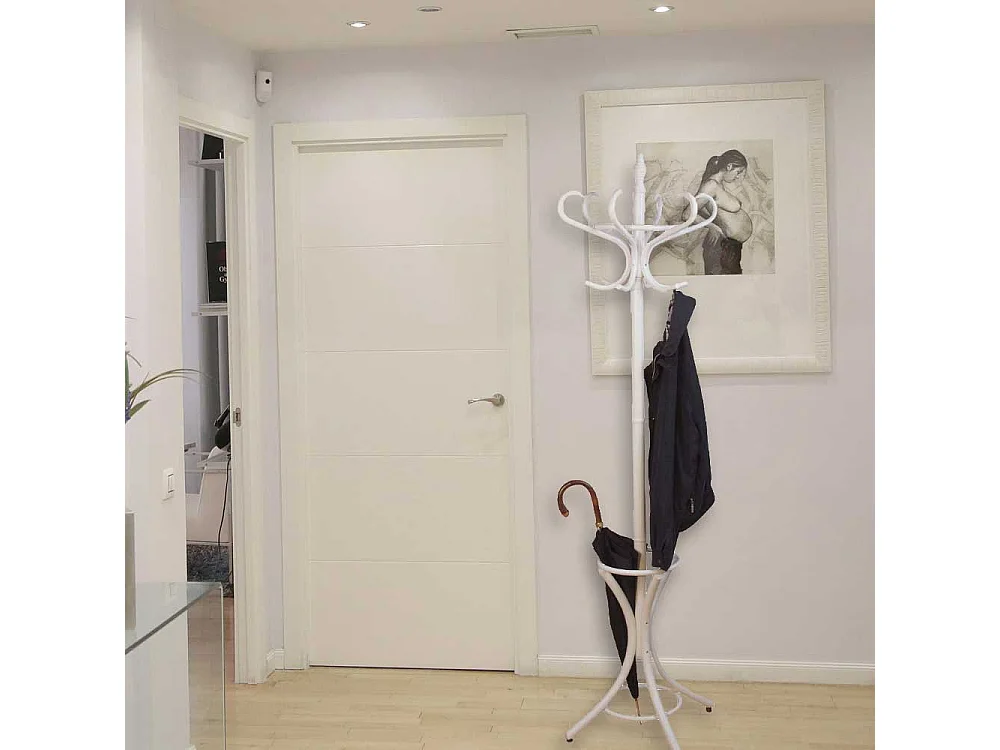 Massivholz Standgarderobe in Weiß Vintage Design