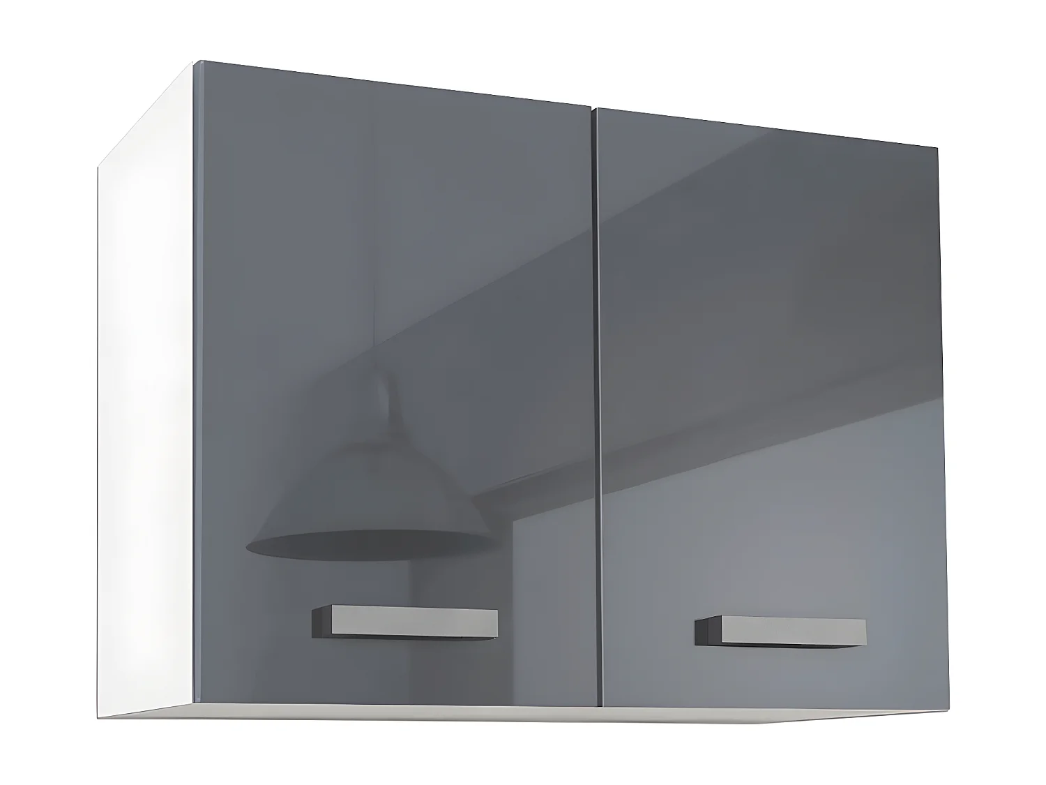 Cuisine complète - Avec plan de travail 180 cm - Gris brillant et Blanc - TRATTORIA