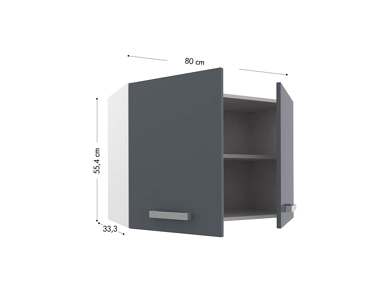 Cuisine complète - Avec plan de travail 180 cm - Gris brillant et Blanc - TRATTORIA