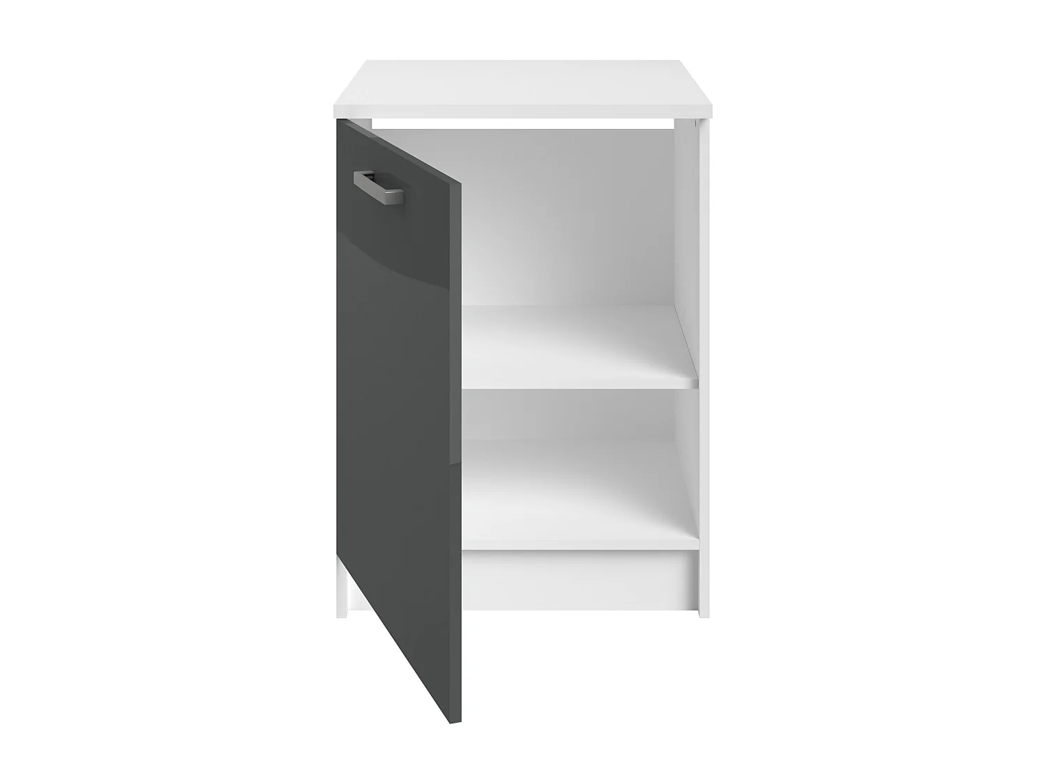 Caissons de cuisine - 1 meuble bas & 1 meuble haut - 2 portes - Gris brillant et blanc - TRATTORIA