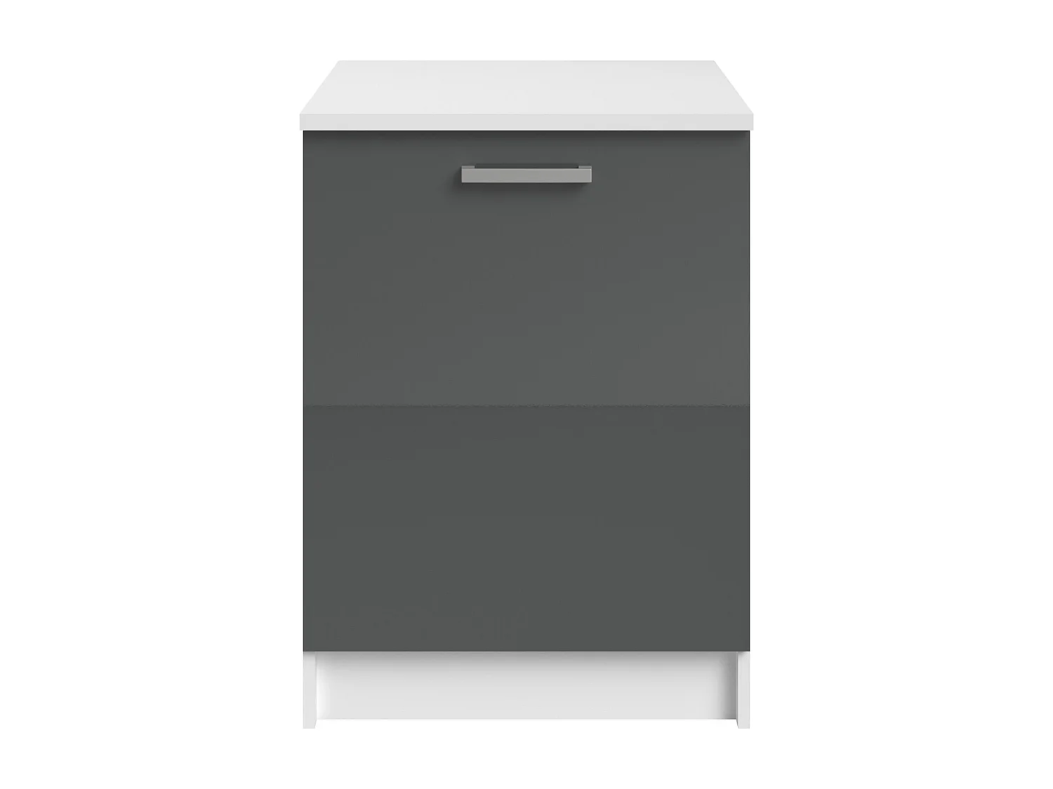 Caissons de cuisine - 1 meuble bas & 1 meuble haut - 2 portes - Gris brillant et blanc - TRATTORIA