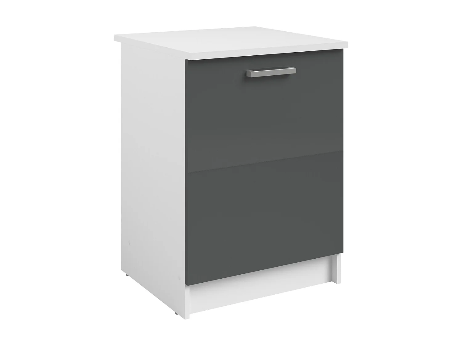 Caissons de cuisine - 1 meuble bas & 1 meuble haut - 2 portes - Gris brillant et blanc - TRATTORIA