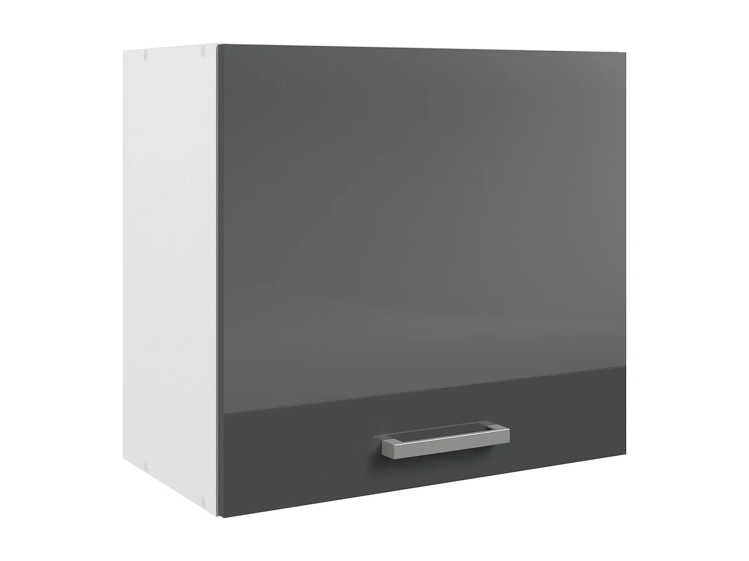 Caissons de cuisine - 1 meuble bas & 1 meuble haut - 2 portes - Gris brillant et blanc - TRATTORIA