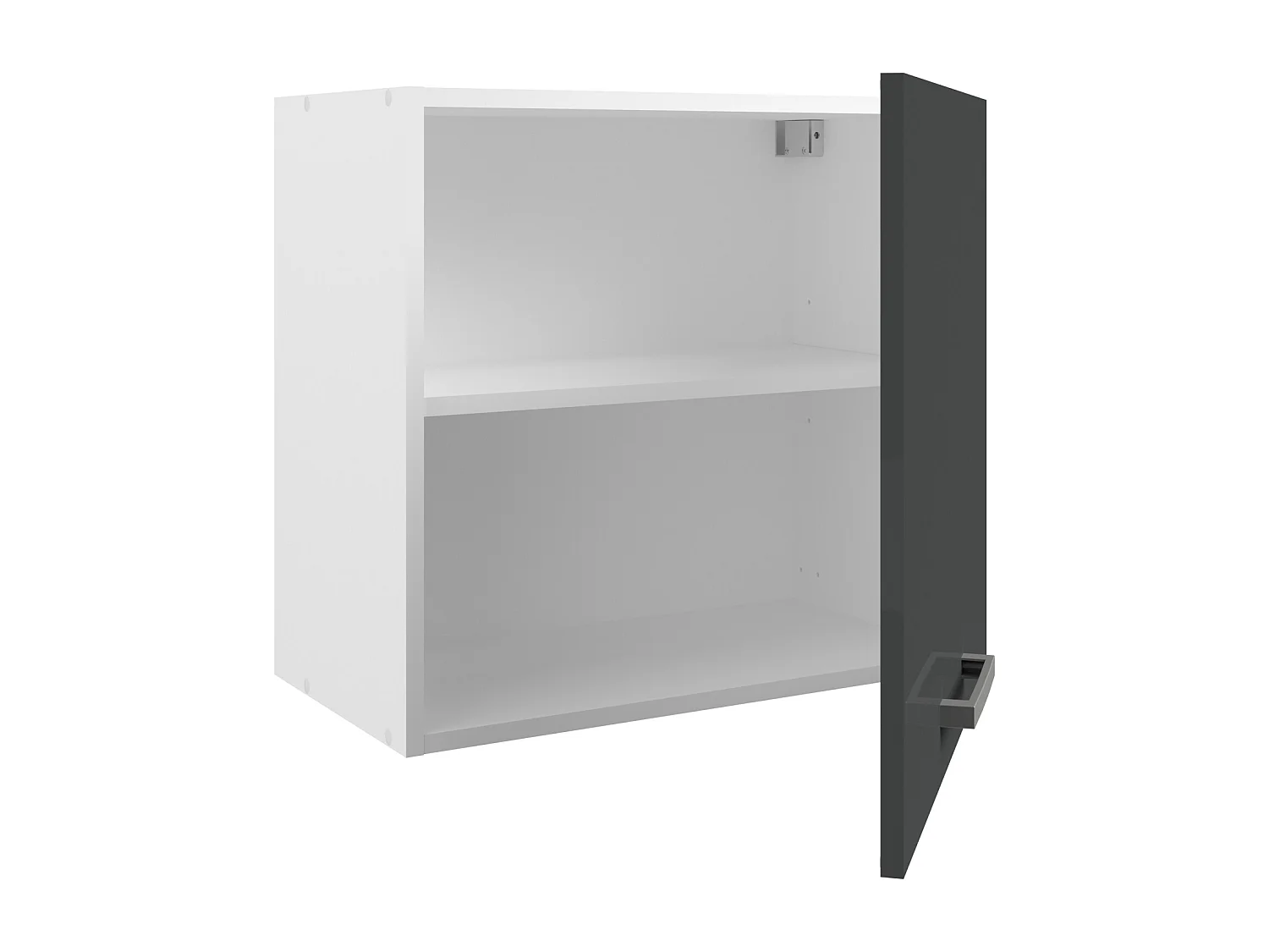 Caissons de cuisine - 1 meuble bas & 1 meuble haut - 3 tiroirs & 1 porte - Gris brillant et blanc - TRATTORIA