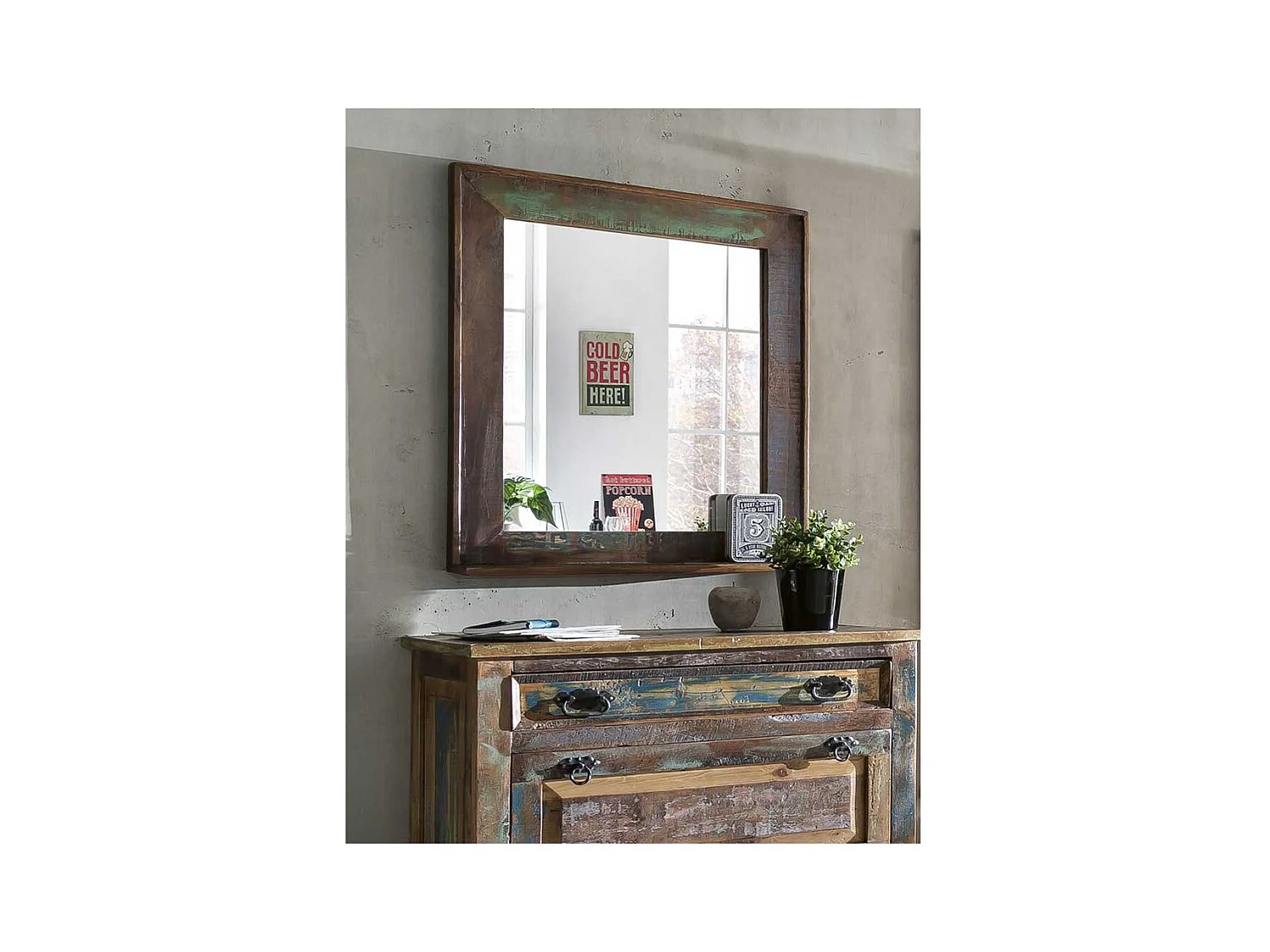 Flurspiegel aus Massivholz Ablage