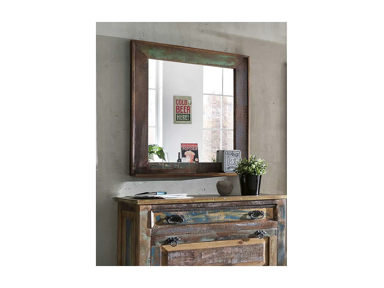 Flurspiegel aus Massivholz Ablage