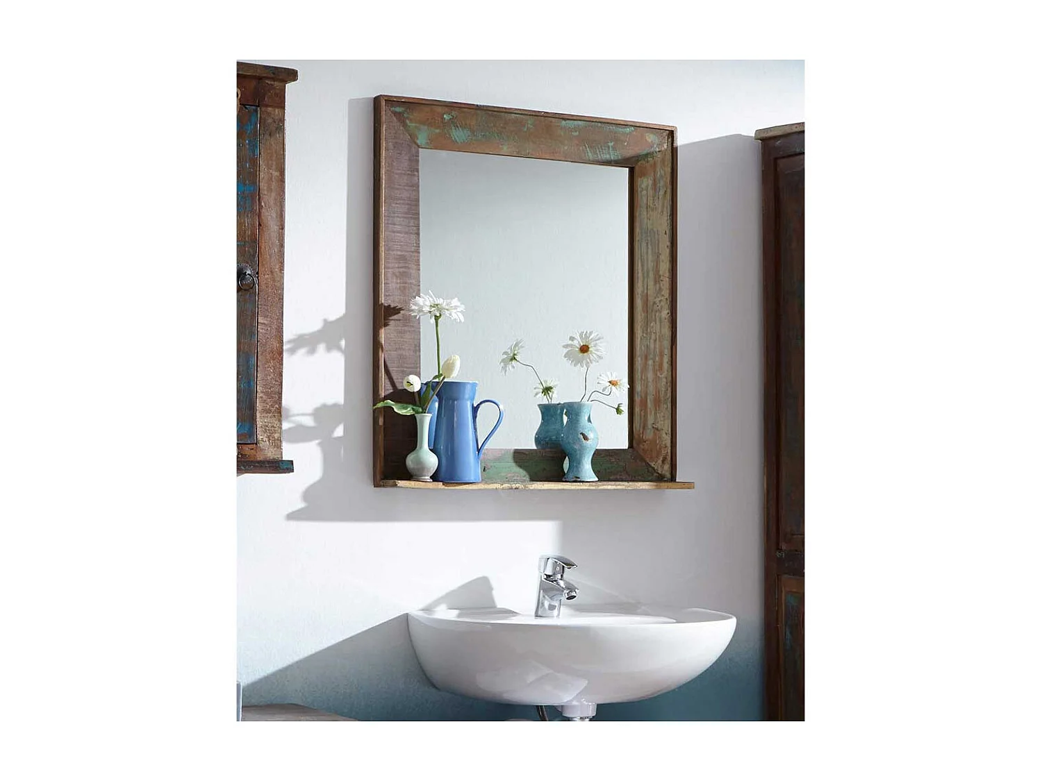 Flurspiegel aus Massivholz Ablage