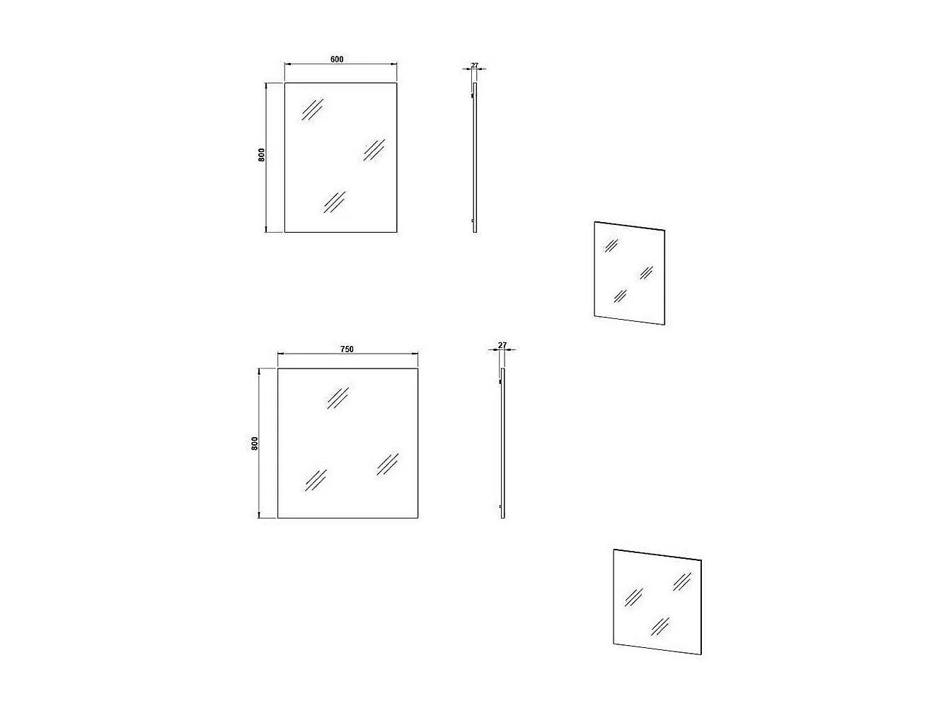 Flurspiegel in Wildeichefarben 80 cm hoch