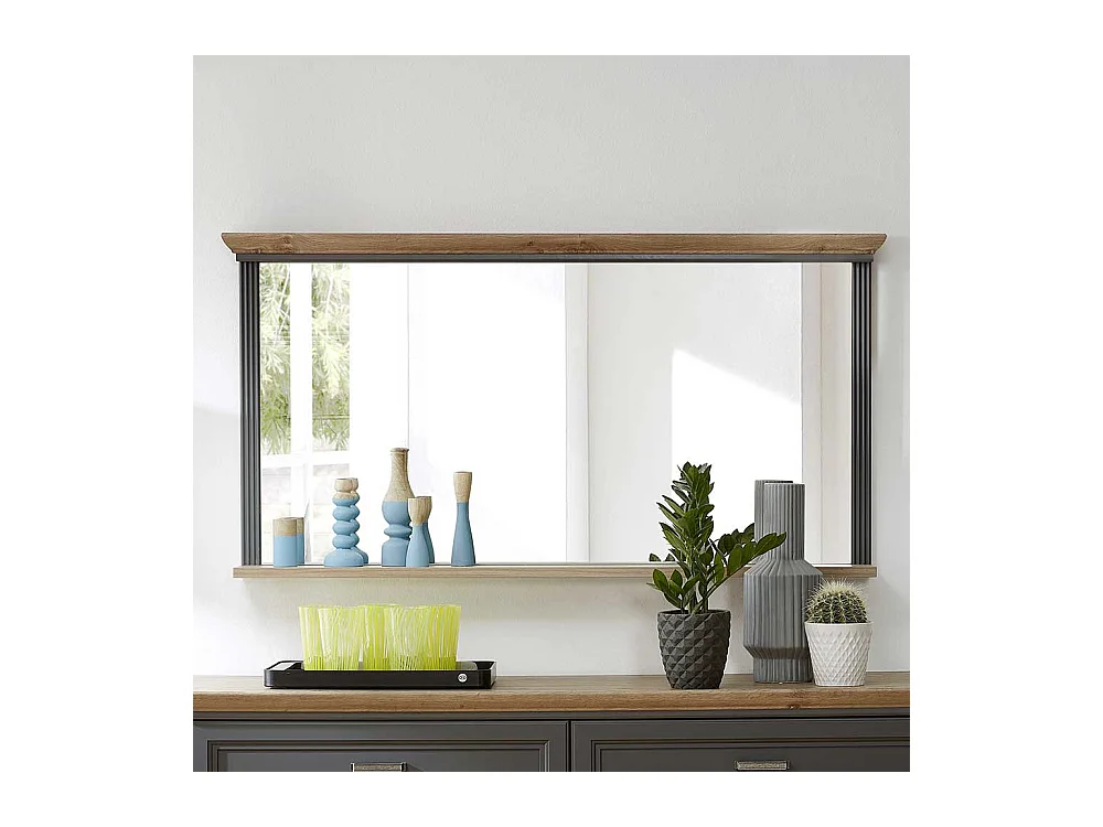 Wandspiegel in Dunkelgrau und Eichefarben Landhausstil