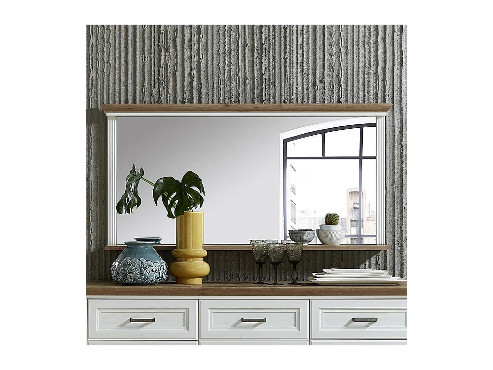 Barspiegel in Eichefarben und Weiß Landhausstil