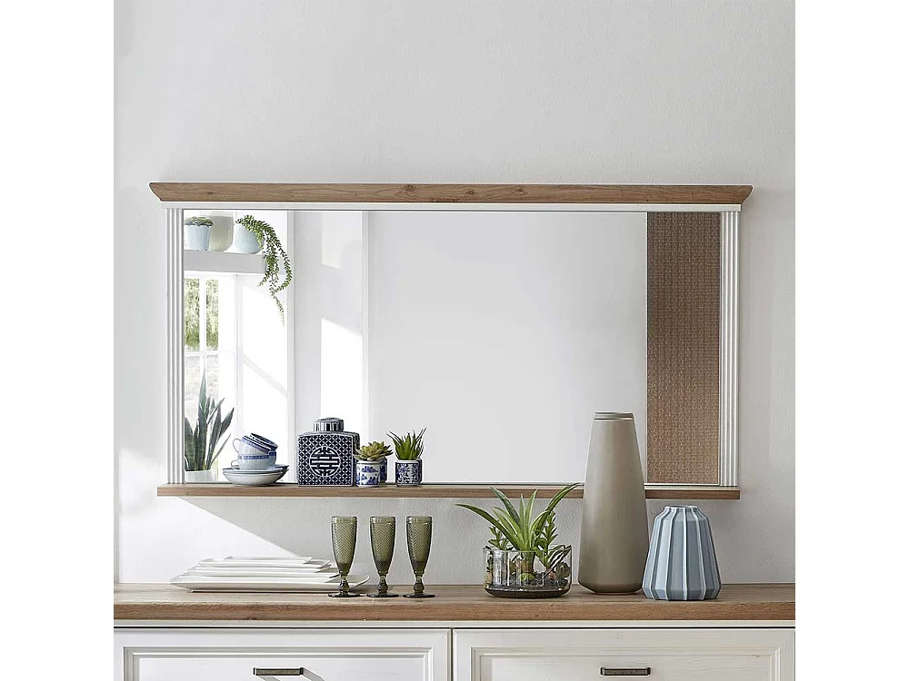 Barspiegel in Eichefarben und Weiß Landhausstil