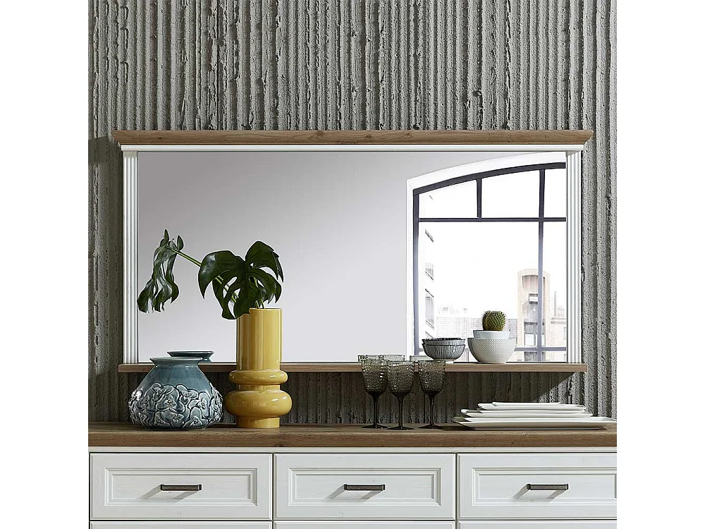 Barspiegel in Eichefarben und Weiß Landhausstil