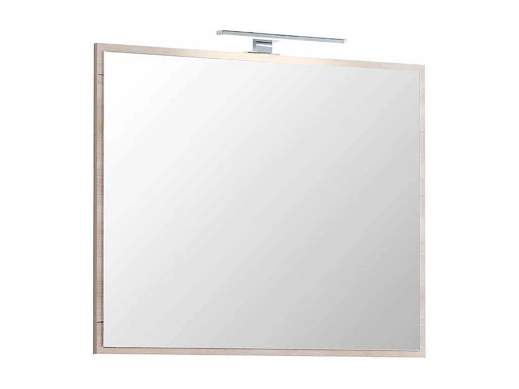 Badspiegel in Buche hell LED Beleuchtung