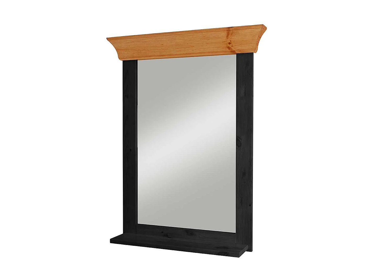 Landhaus Wandspiegel mit Ablage Kieferfarben und Schwarz