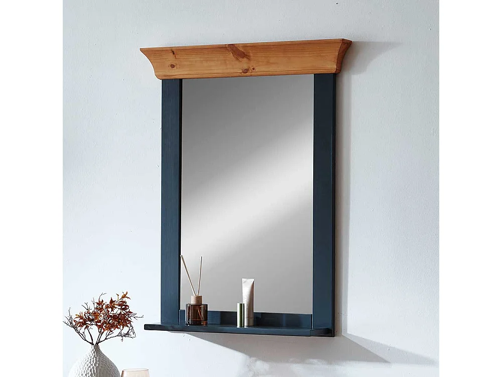 Landhaus Wandspiegel mit Ablage Kieferfarben und Schwarz