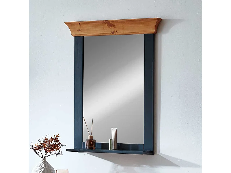 Landhaus Wandspiegel mit Ablage Kieferfarben und Schwarz