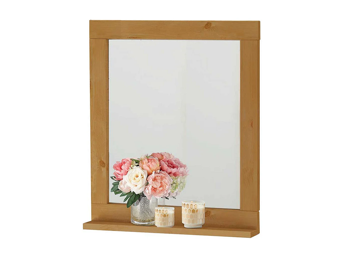 Spiegel mit Ablage aus Kiefer Massivholz Landhausstil