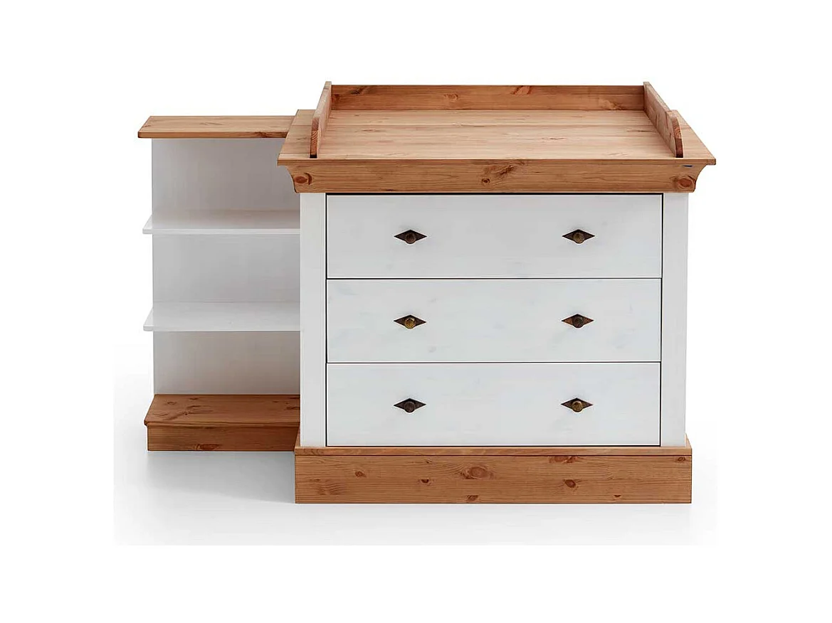 Babykommode in Weiß Kiefer teilmassiv