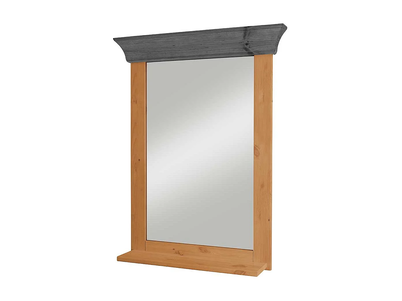 Wandspiegel mit Ablage aus Kiefer Massivholz Landhausstil