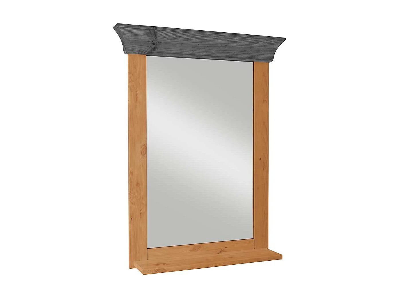 Wandspiegel mit Ablage aus Kiefer Massivholz Landhausstil