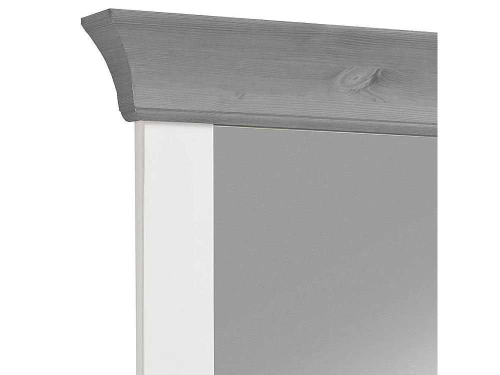Badspiegel in Weiß und Grau Kiefer massiv 65 cm breit