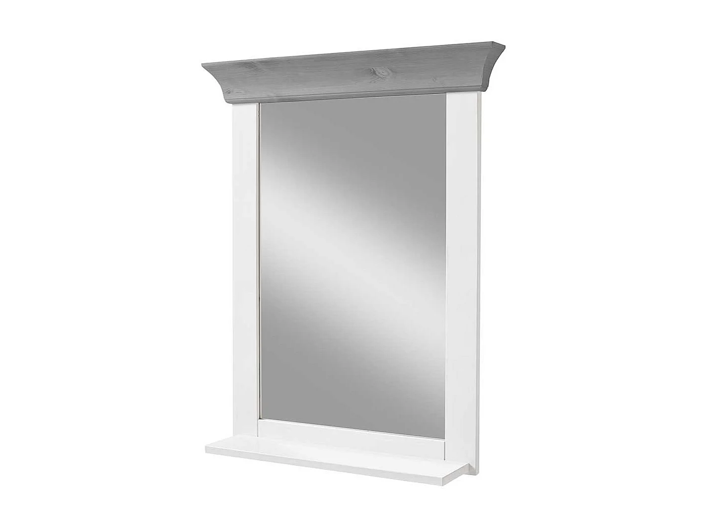 Badspiegel in Weiß und Grau Kiefer massiv 65 cm breit