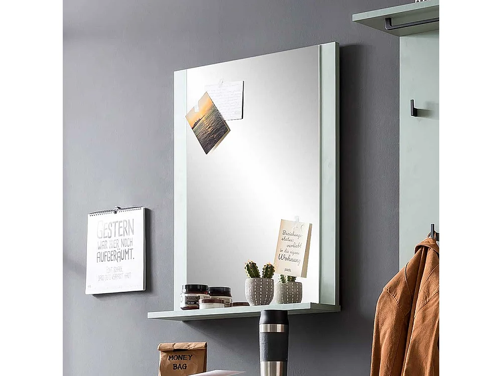 Garderobenspiegel mit Ablage in Graugrün Skandi Design