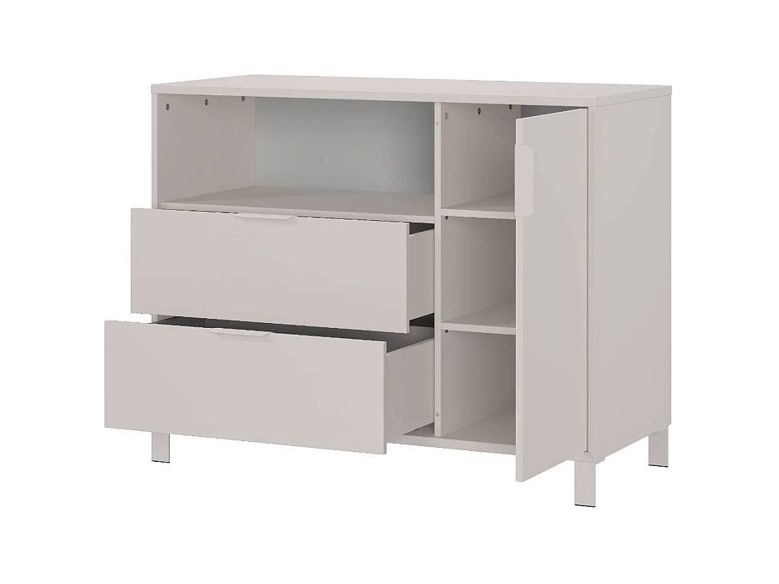 Kommode Kinderzimmer Babykommode mit zwei Schubladen und Drehtür