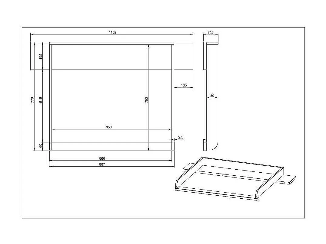 Kommode Kinderzimmer Babykommode mit zwei Schubladen und Drehtür