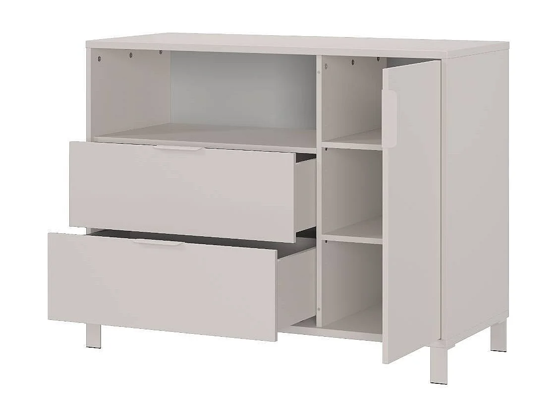 Kommode Kinderzimmer Babykommode mit zwei Schubladen und Drehtür