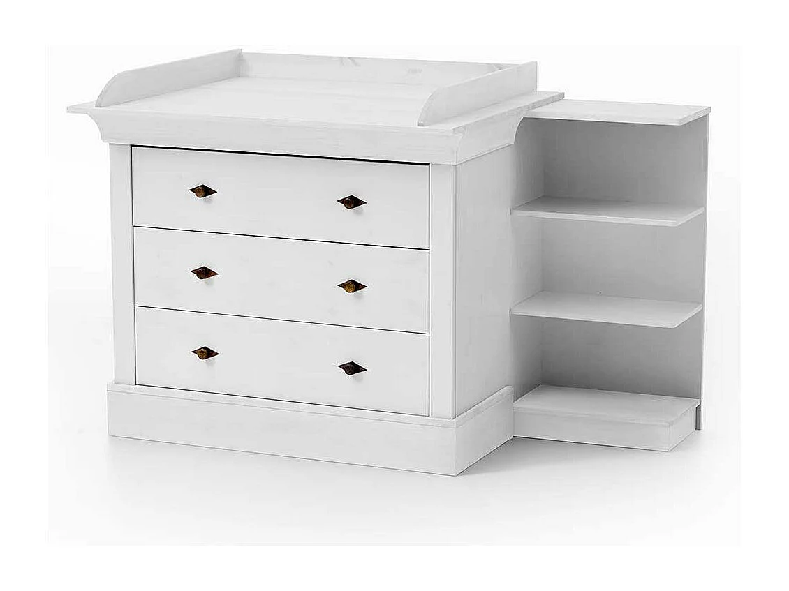 Wickeltisch in Weiß Kiefer teilmassiv