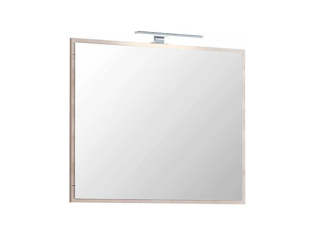 Badspiegel in Buche hell LED Beleuchtung