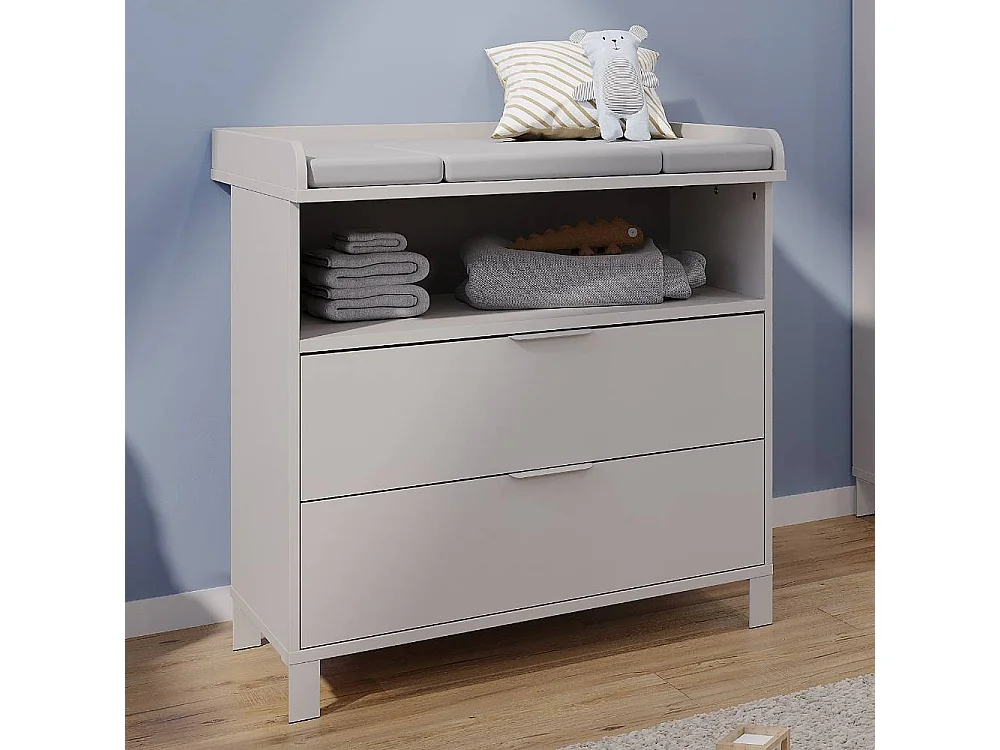 Babykommode Kommode Kinderzimmer mit zwei Schubladen und einem offenen Fach
