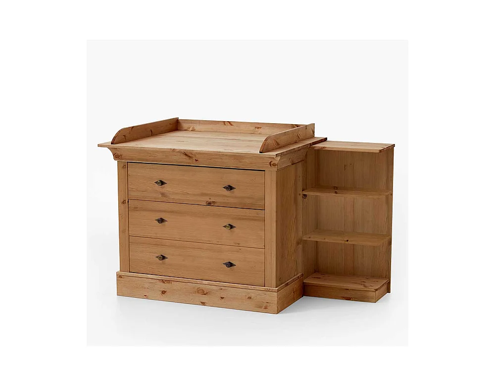 Wickelkommode aus Kiefer teilmassiv drei Schubladen