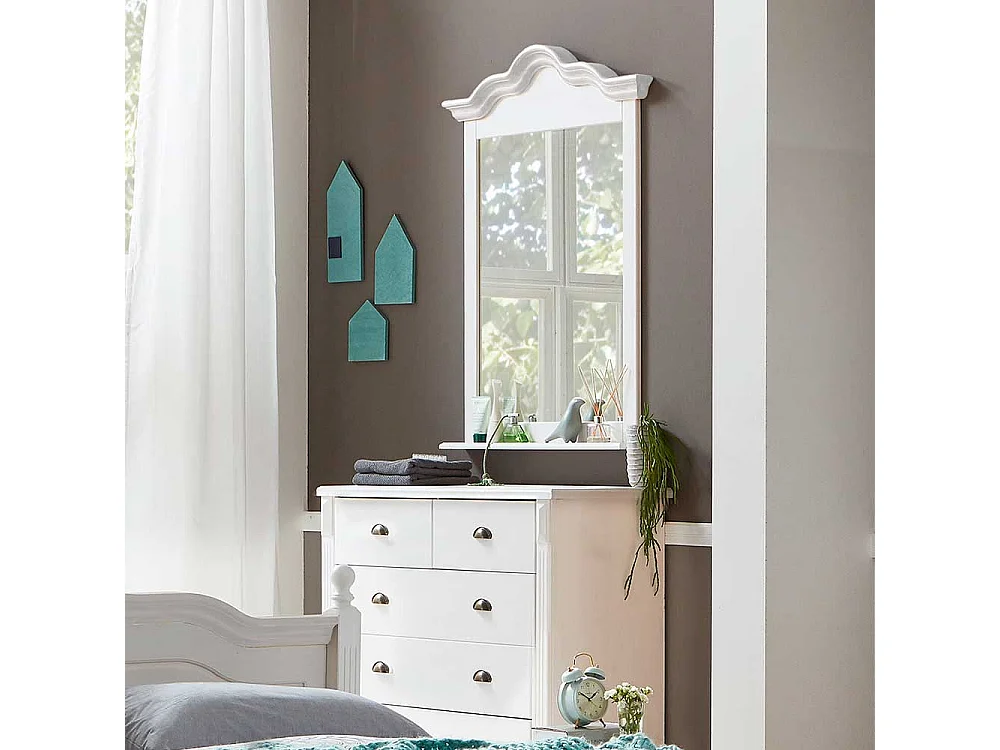 Garderobenspiegel im Landhausstil Weiß Kiefer massiv