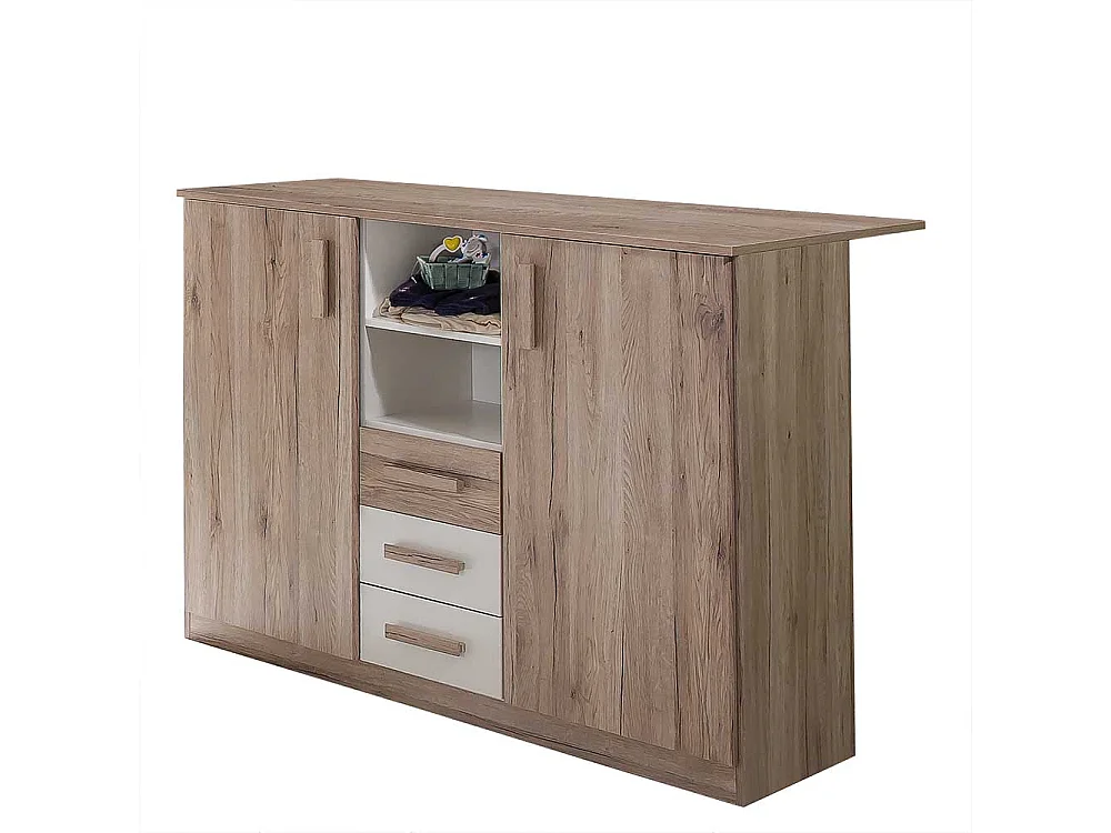 Moderner Wickeltisch in Eiche San Remo und Weiß Made in Germany