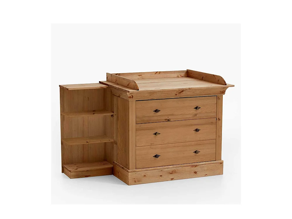 Wickelkommode aus Kiefer teilmassiv drei Schubladen